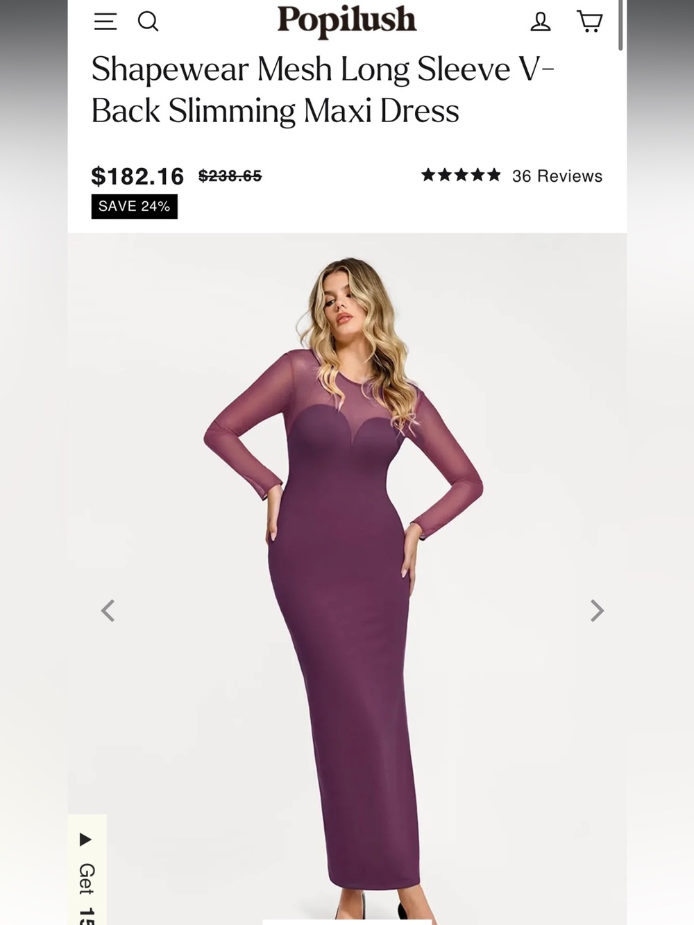 Shapewear Maxi Dress in Plum